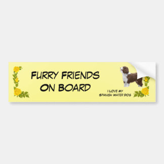 Spanish Water Dog and Yellow Roses Bumper Sticker