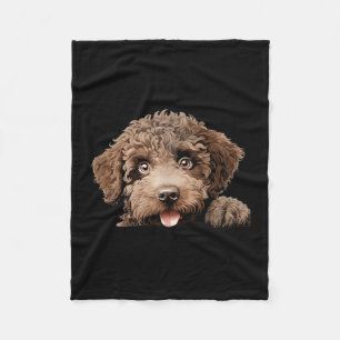 Spanish Water Dog Mum Dad Peeking Puppy Fleece Blanket