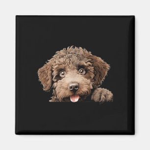 Spanish Water Dog Mum Dad Peeking Puppy Magnet