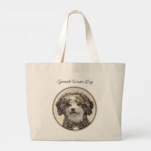 Spanish Water Dog Painting Brown Bicolor Dog Art Large Tote Bag