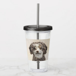 Spanish Water Dog Painting - Cute Original Dog Art Acrylic Tumbler
