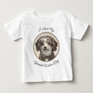Spanish Water Dog Painting - Cute Original Dog Art Baby T-Shirt