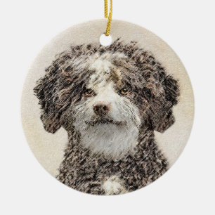 Spanish Water Dog Painting - Cute Original Dog Art Ceramic Ornament