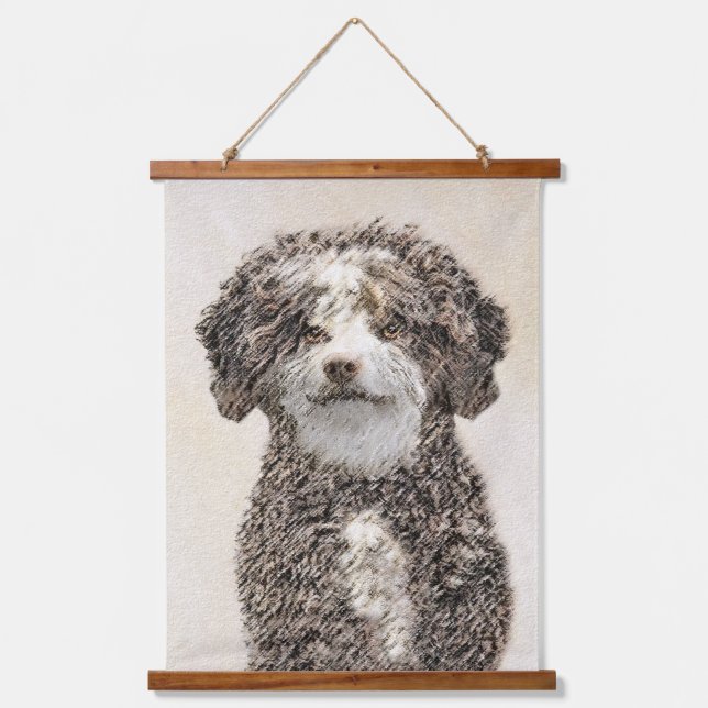 Spanish Water Dog Painting - Cute Original Dog Art Hanging Tapestry (Front)
