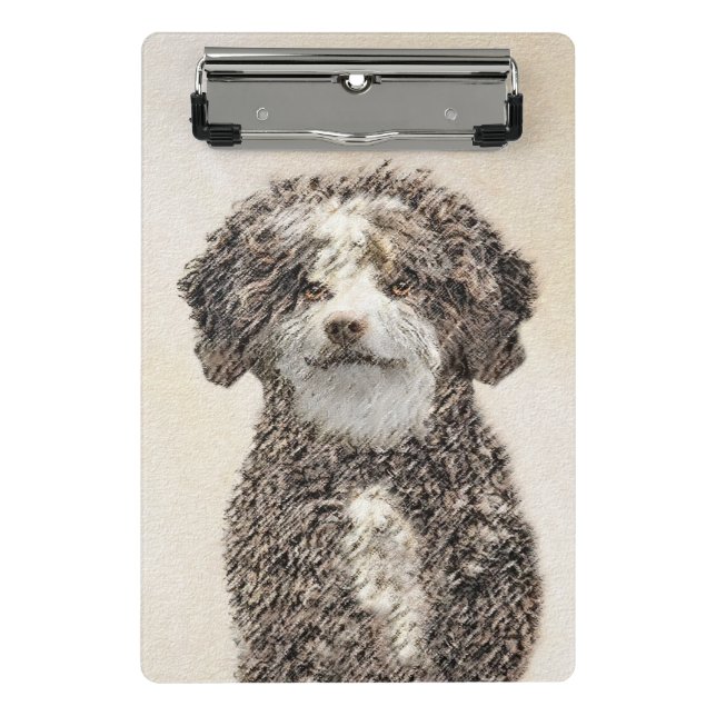 Spanish Water Dog Painting - Cute Original Dog Art Mini Clipboard (Front)