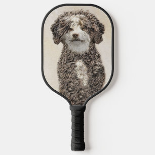 Spanish Water Dog Painting - Cute Original Dog Art Pickleball Paddle