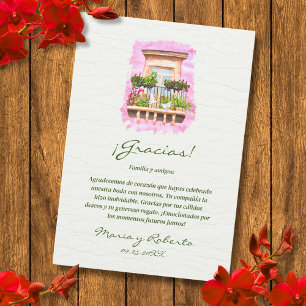 Spanish Watercolor Hacienda Mexican Wedding Thank You Card
