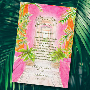 Spanish, Watercolor Mexican Destination Wedding Thank You Card