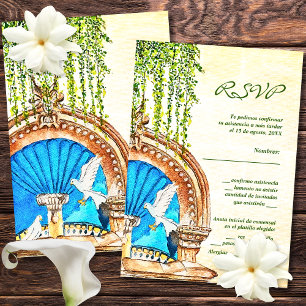 Spanish, Watercolor Paint Old Mexico RSVP Card
