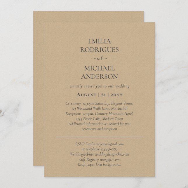 Spanish Wedding Invitation BILINGUAL Nuestra Boda (Front/Back)