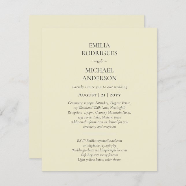 Spanish Wedding Invitation BILINGUAL Nuestra Boda (Front/Back)