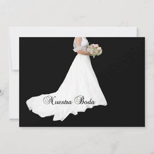 spanish wedding invitation white bridal dress on b (Front)