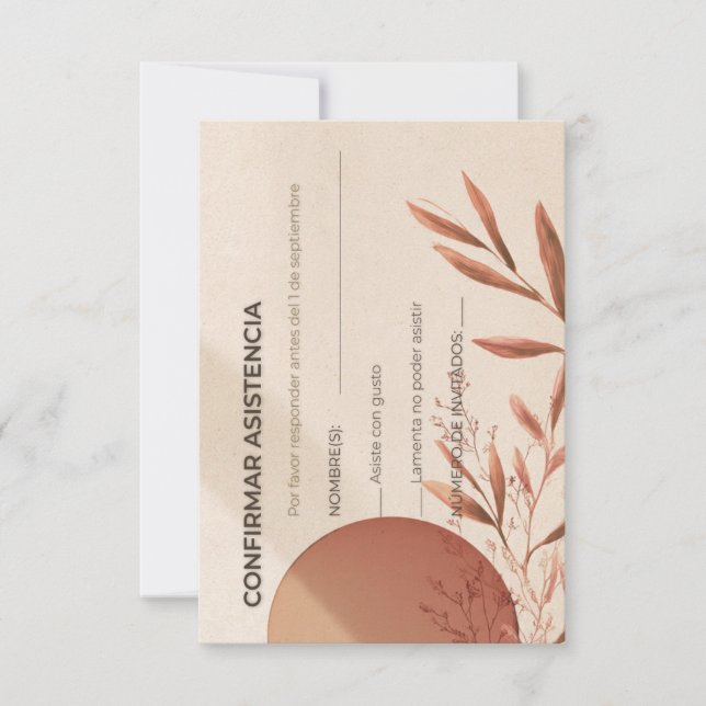 Spanish Wedding RSVP Card Terracotta Arch (Front)