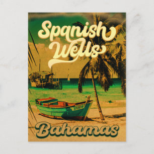Spanish Wells Island Bahamas Souvenirs 60s Postcard