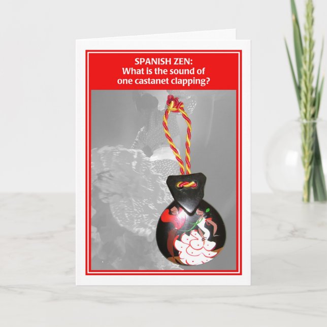 Spanish Zen One Castanet Funny Birthday Card (Front)