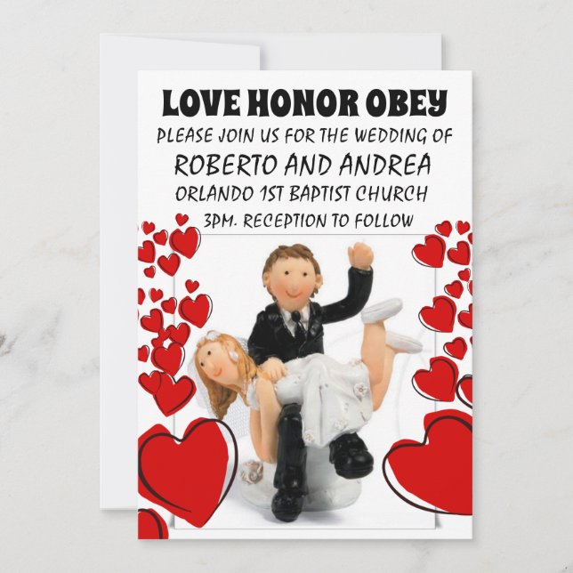 SPANKING COUPLE FUNNY WEDDING CUSTOM INVITATIONS  (Front)