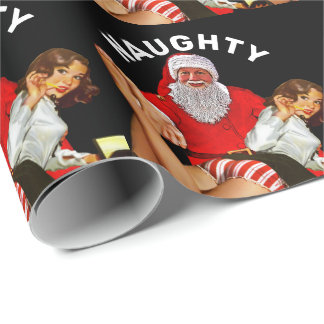 SPANKING SANTA RETRO CHRISTMAS WRAPPING PAPER