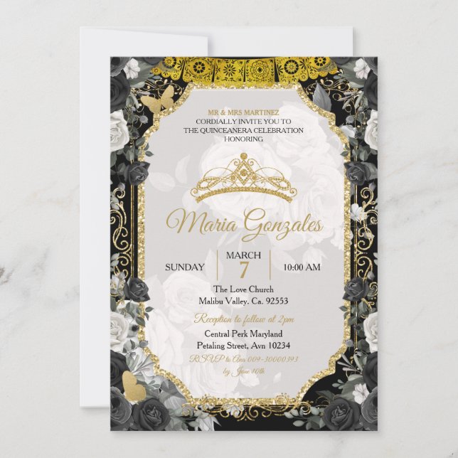 Spansih Girl Sweet 16th Birthday Party Invitation (Front)