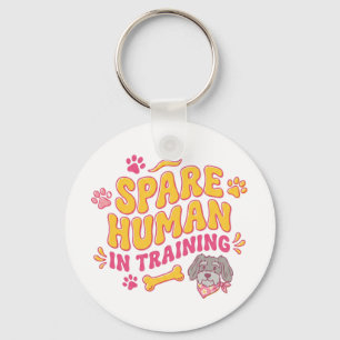 Spare human dog personalised with name key ring