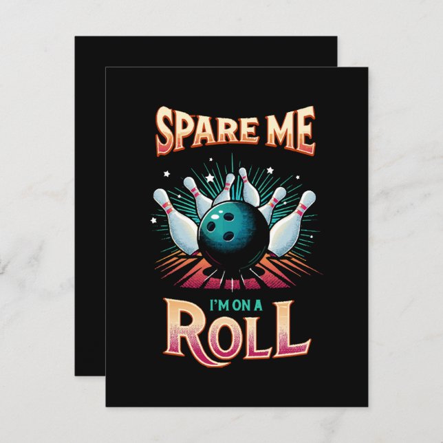 Spare Me Im on a Roll - Bowling Enclosure Card (Front/Back)