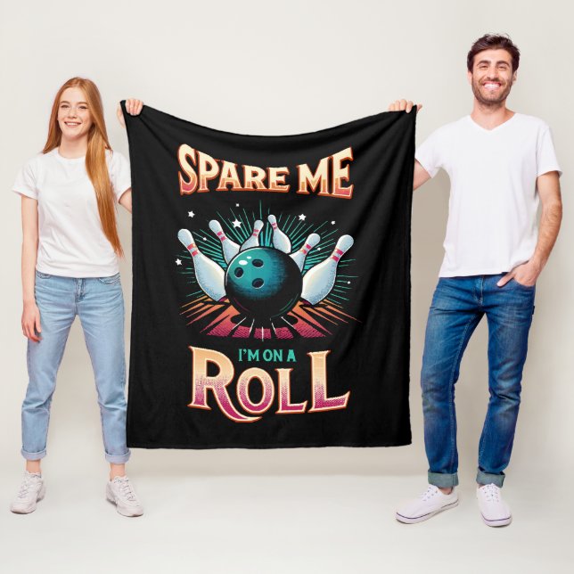 Spare Me Im on a Roll - Bowling Fleece Blanket (In Situ)