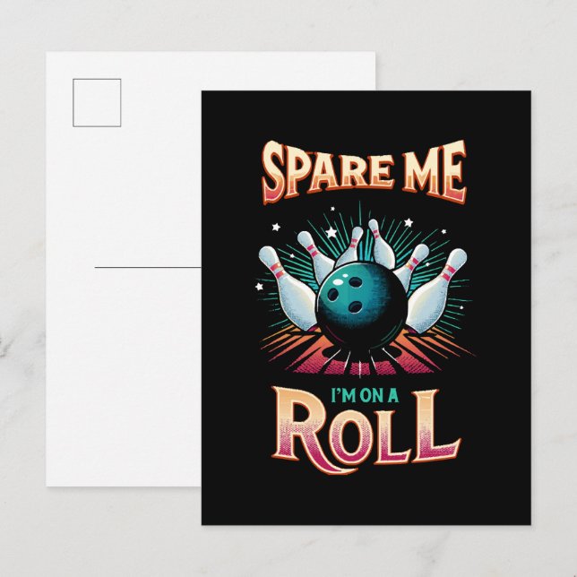 Spare Me Im on a Roll - Bowling Invitation Postcard (Front/Back)