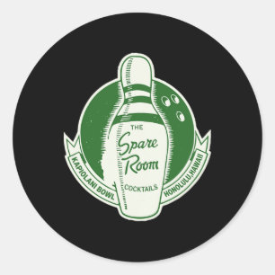 Spare Room Bowling Tail Lounge Honolulu  Classic Round Sticker