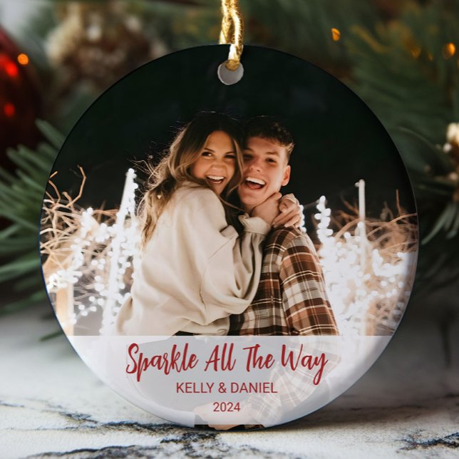 Spark All The Way Couples Photo Ornament (Creator Uploaded)