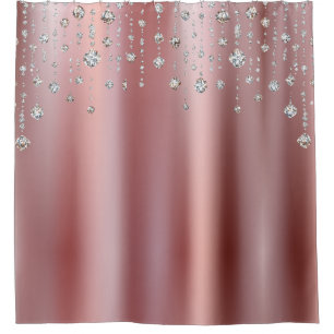 Spark diamonds Drips Effect Rose Silver Grey Shower Curtain