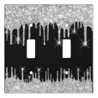 Spark Drips Glitter Effect Black Silver Grey