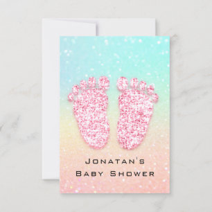 Spark Glitter Baby Shower Feet Pink Ombre Spark Invitation