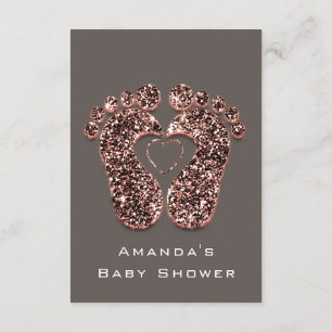 Spark Glitter Baby Shower Feet Rose Grey Blush VIP Invitation