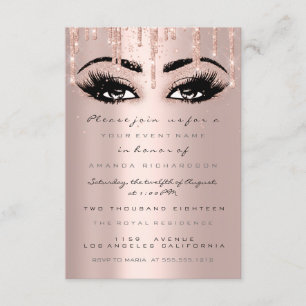 Spark Glitter Drips Rose Eyelash Formal Confetti Invitation