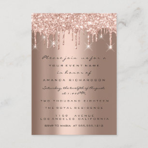 Spark Glitter Drips Rose Gold  Bridal Sweet 16th Invitation