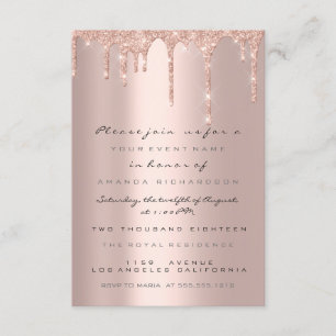 Spark Glitter Drips Rose Gold Formal Invitation