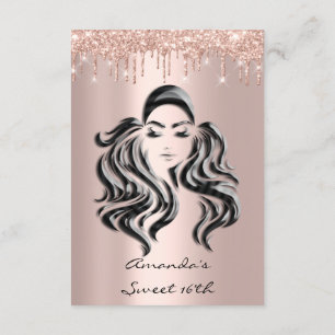 Spark Glitter Drips Rose Gold  Sweet 16th 15th Lux Invitation