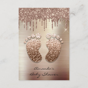 Spark Glitter Drips Rose Skinny Baby Shower Foot Invitation