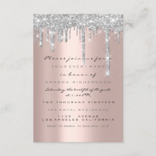 Spark Glitter Drips Silver Lux Bridal Sweet 16th Invitation
