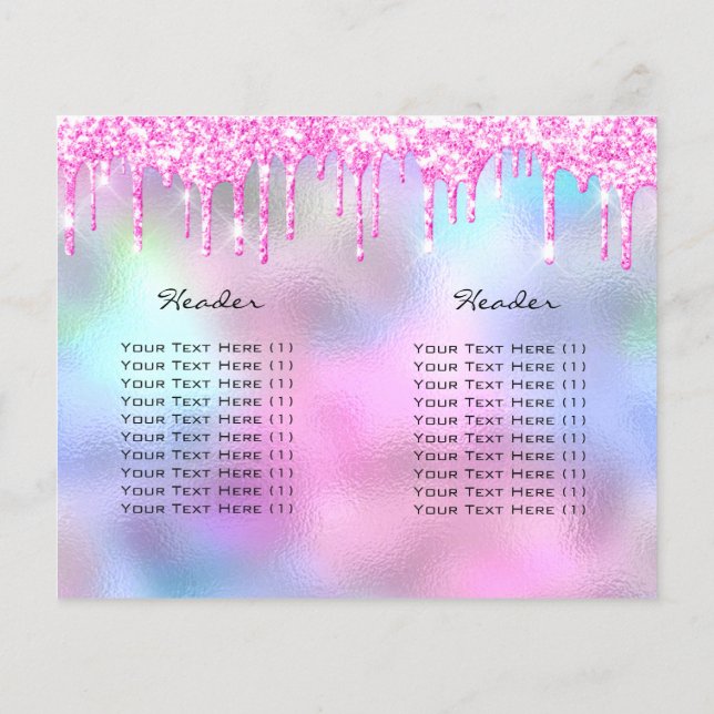 Spark Glitter Makeup Eye Lash Prices Leaflet Pink Flyer (Back)