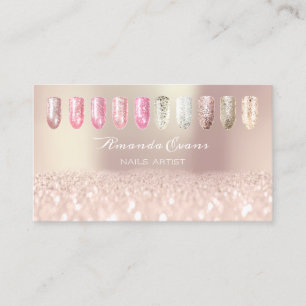 Spark Glitter Rose Gold Nails Artist Appointment Card