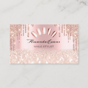 Spark Glitter Rose Spark Nails Artist Drips Pink Appointment Card