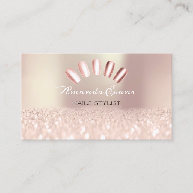 Spark Glitter Rose Spark Nails Artist Stylist Appointment Card (Front)