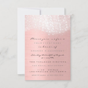 Spark Glitter White Rose Gold Bridal Sweet 16th Invitation