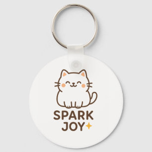 “Spark Joy Cat Keyring – Pastel Cute Aesthetic Gif