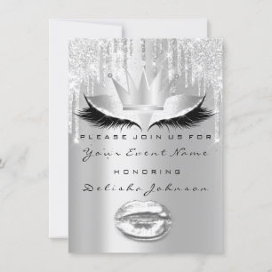 Spark Sweet 16th Drip Bridal Makeup Crown Grey Invitation