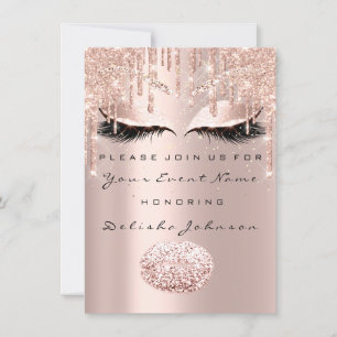 Spark Sweet 16th Drips Glitter Bridal Makeup Lips Invitation