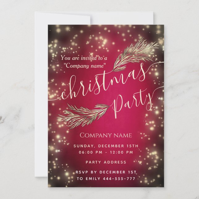 Sparke luxury pine branch corporate Christmas  Invitation (Front)