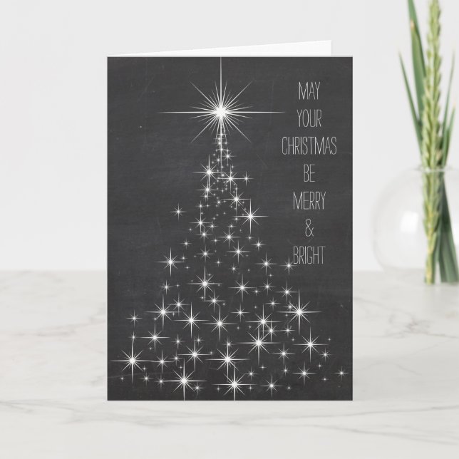 Sparking Lights Merry & Bright Christmas Tree Holiday Card (Front)