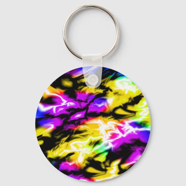 Sparking Up Yellow Black Blue Funky Bright Key Ring (Front)
