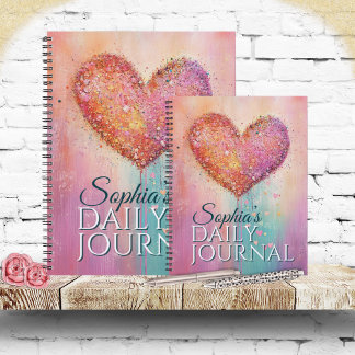Sparking Watercolor Heart For Every Thought Notebook